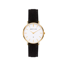 Load image into Gallery viewer, Black Suede Kensington 34 (White/Gold)